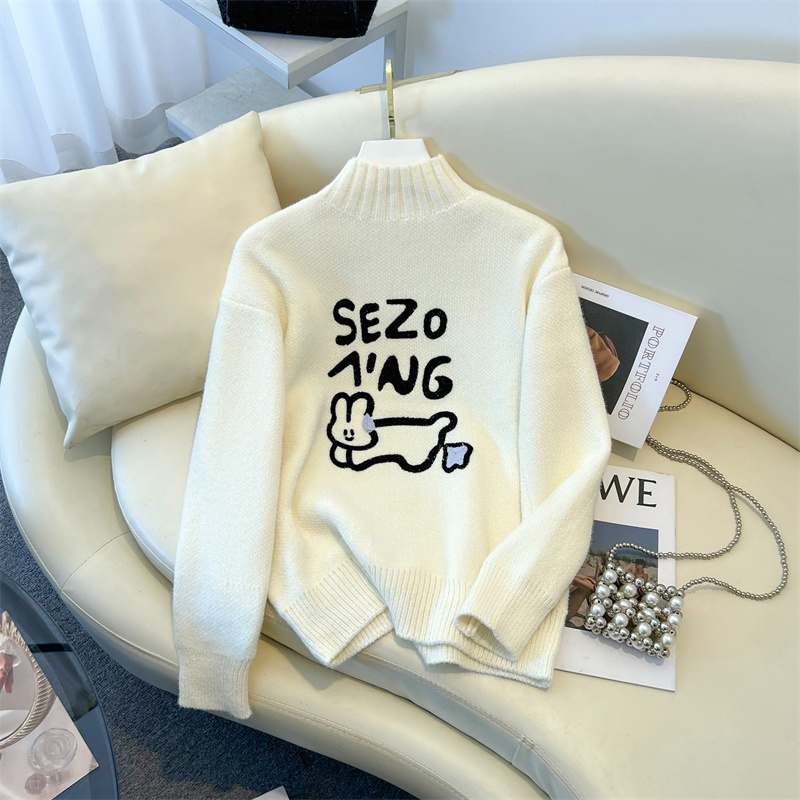 Autumn and winter letters pullover embroidery sweater for women