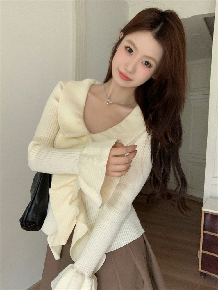 Long sleeve slim tops Korean style sweater