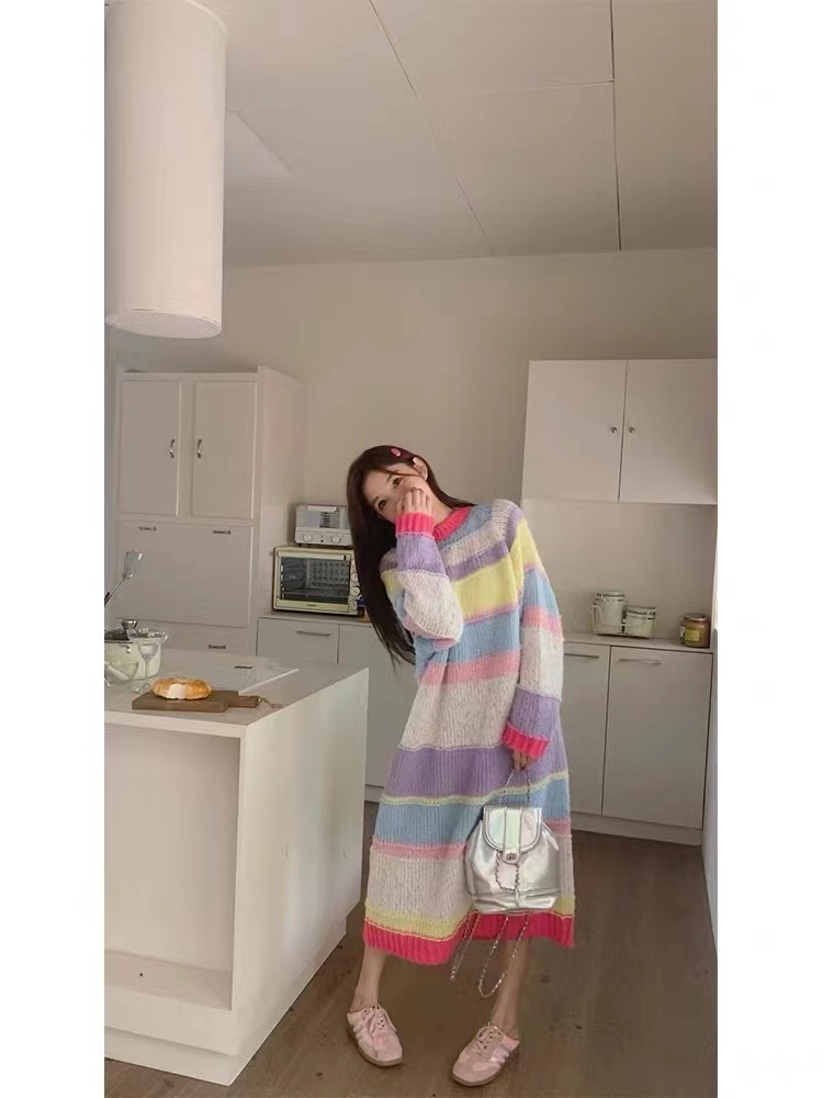 Lazy long straight Korean style loose dress for women