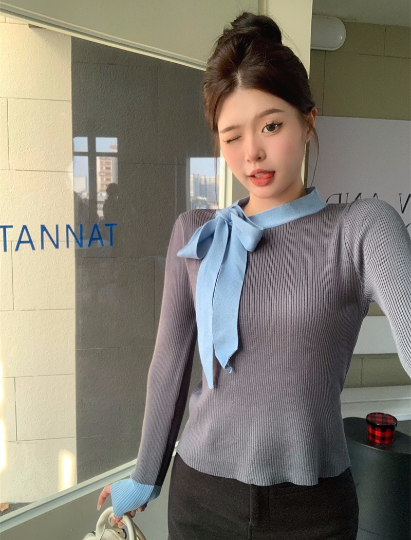 Mixed colors pullover autumn and winter sweater for women