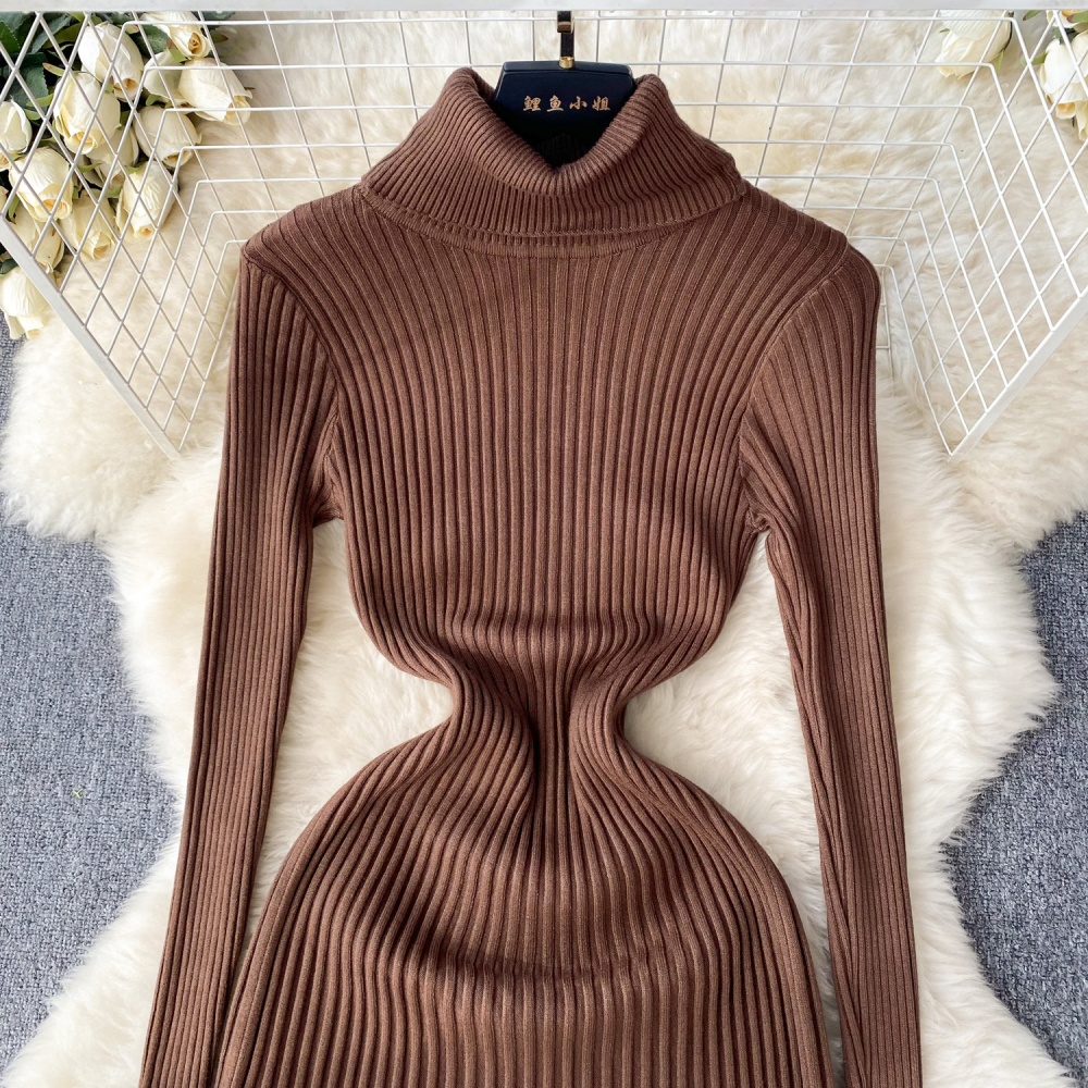 High collar slim dress bottoming sweater dress for women
