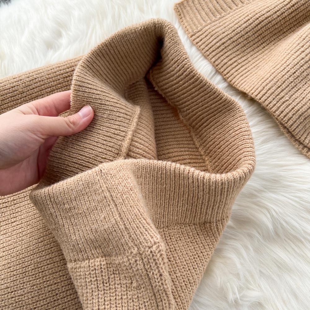 Winter pure sweater lazy simple cardigan 2pcs set