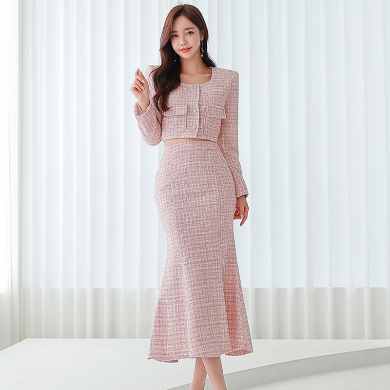 Korean style skirt mermaid coat 2pcs set for women