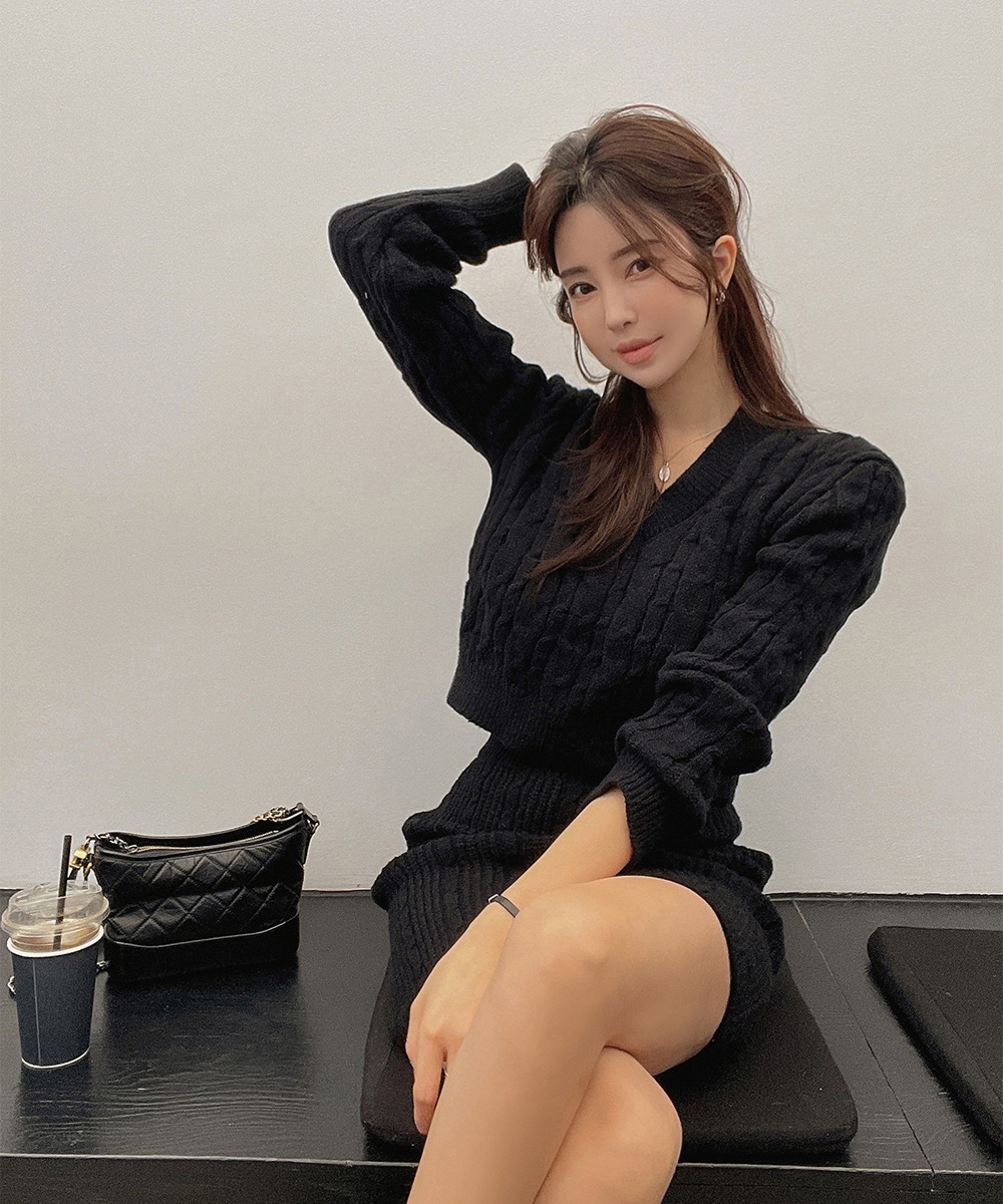 Long sleeve skirt Korean style small shirt 2pcs set
