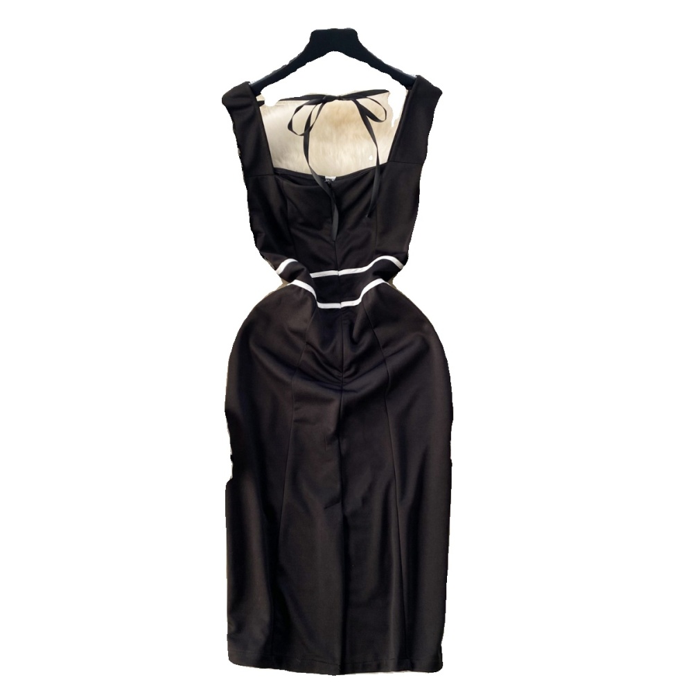 Slim square collar dress gauze long dress for women