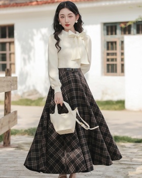 Wool big skirt skirt plaid short skirt