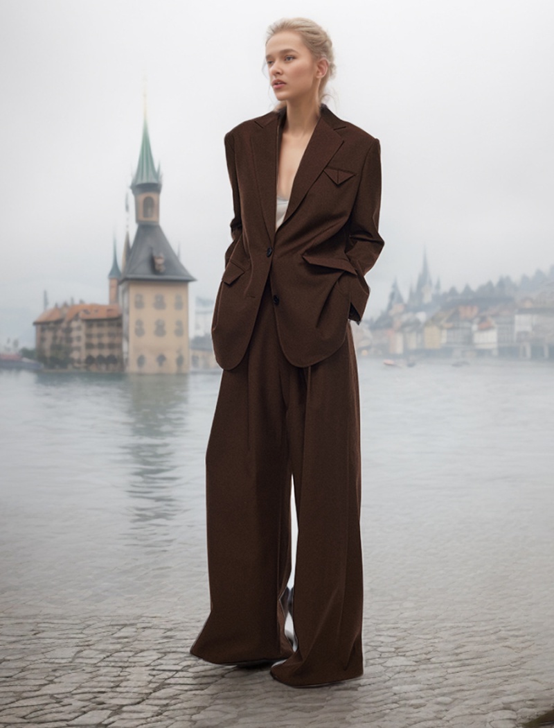 Fashion long pants winter business suit 2pcs set