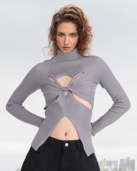 Long sleeve winter tops sexy hollow sweater for women