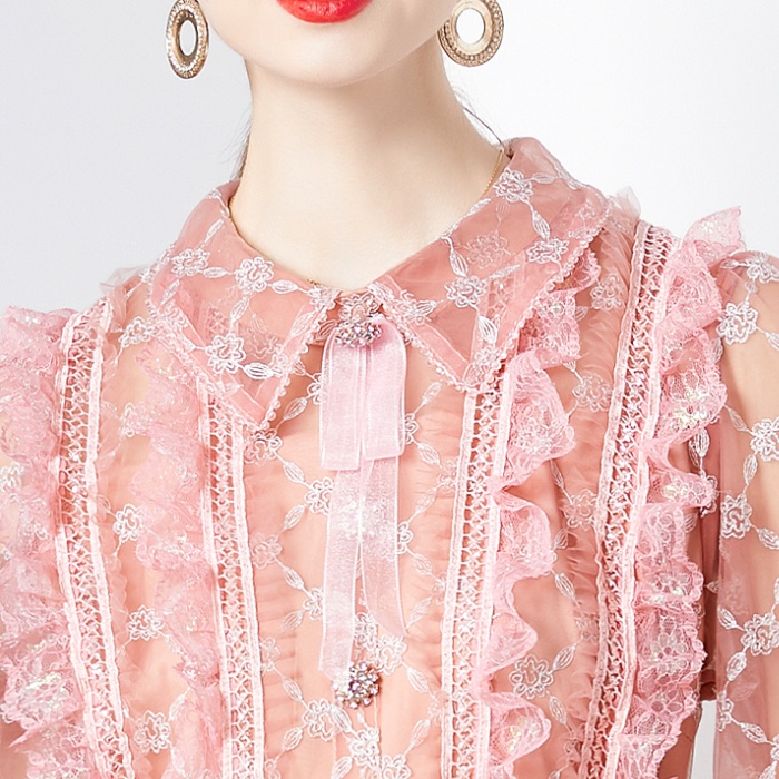 Beaded collar splice chanelstyle embroidered dress