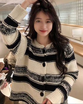 Cotton linen sweater knitted small cardigan for women