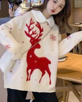 Fawn thick christmas large yard Korean style sweater