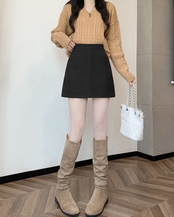 Twill slim skirt autumn and winter A-line short skirt