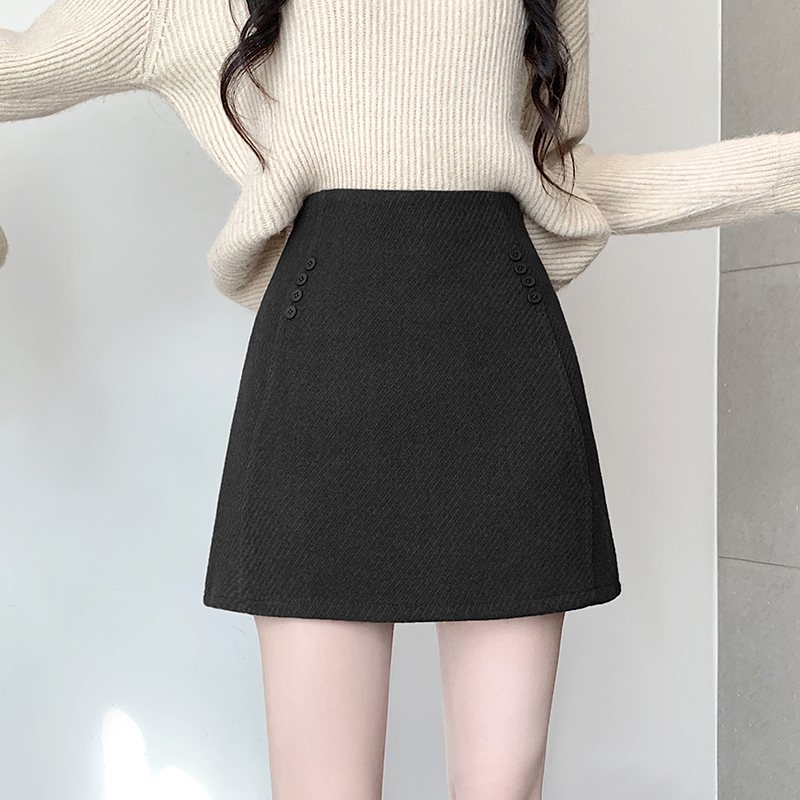 A-line woolen skirt package hip short skirt