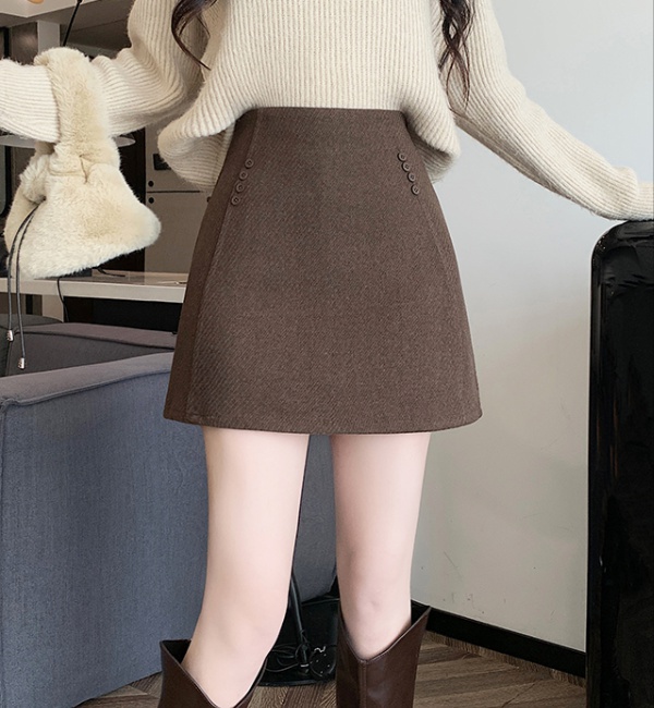A-line woolen skirt package hip short skirt