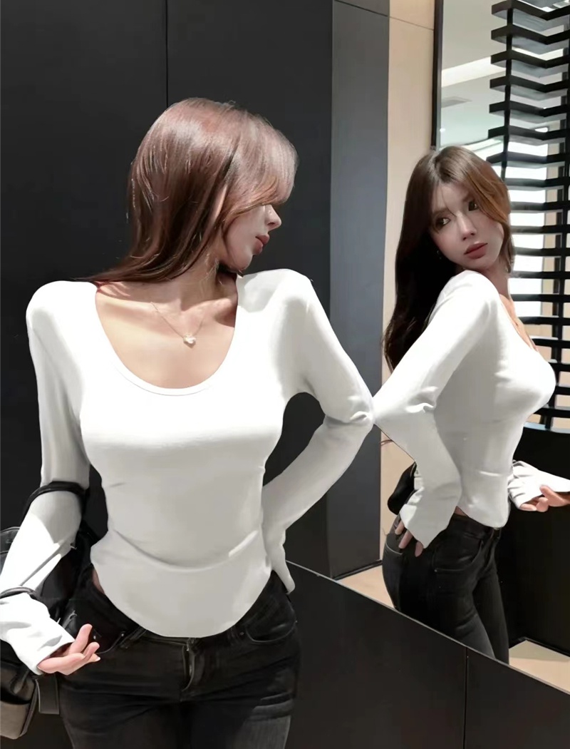 Slim long sleeve bottoming shirt U-neck T-shirt for women