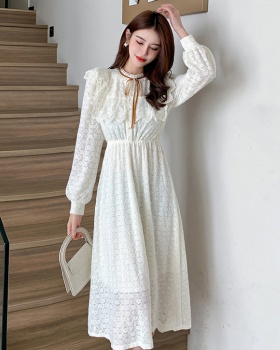 Autumn France style sweet pure lace temperament dress