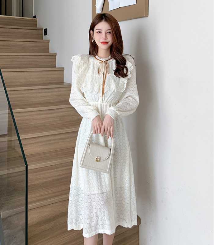 Autumn France style sweet pure lace temperament dress