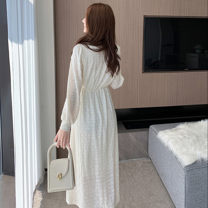 Sweet winter pure plus velvet lace dress for women