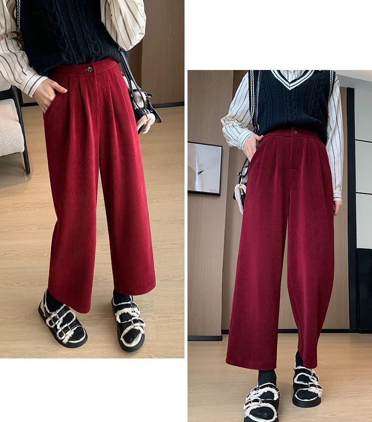 Thick autumn and winter straight wide leg pants for women