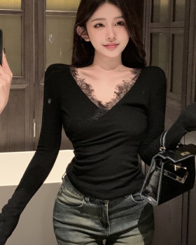 Autumn and winter bottoming shirt V-neck tops for women
