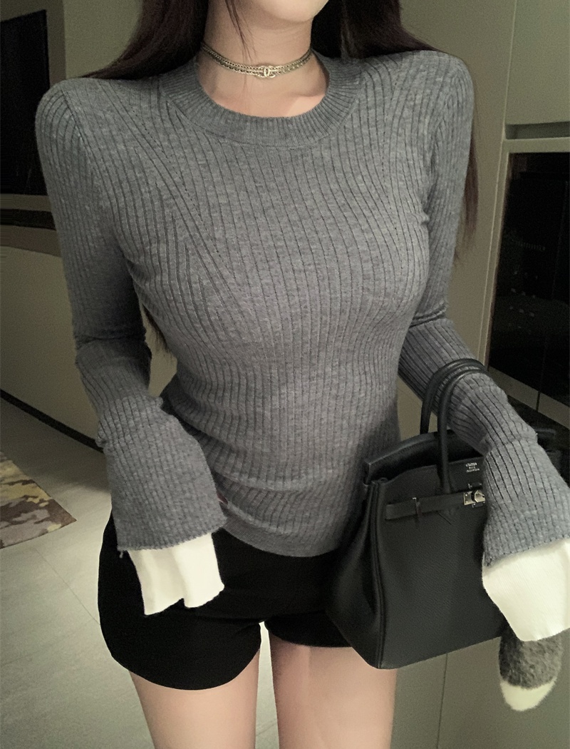 Round neck autumn and winter sweater niche tops for women