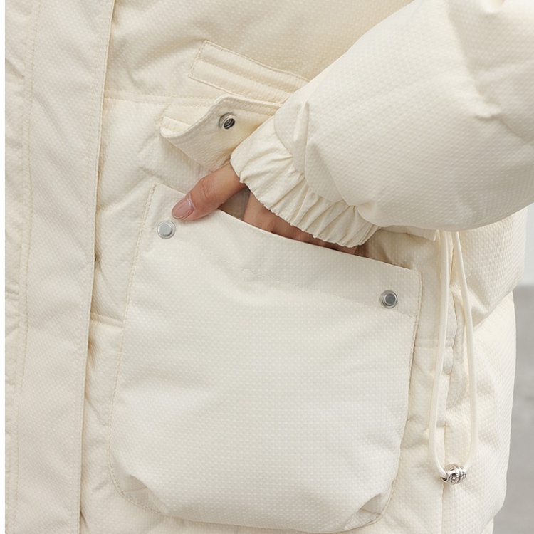 Long Korean style large pockets cotton coat for women