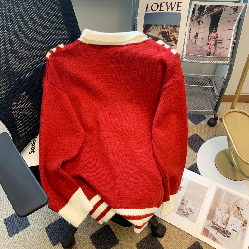 Pseudo-two autumn and winter lazy sweater for women