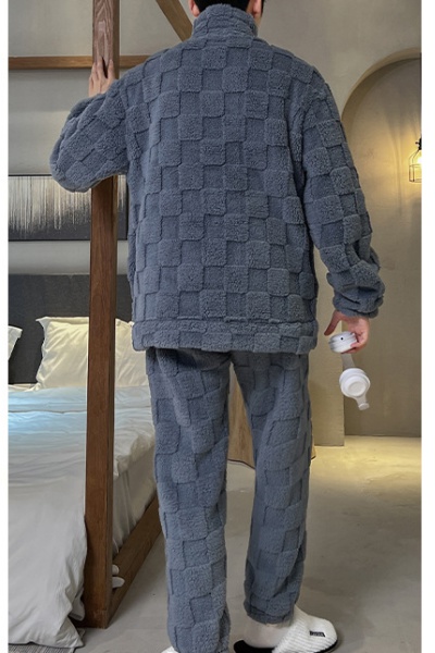Homewear embroidery zip pajamas for men