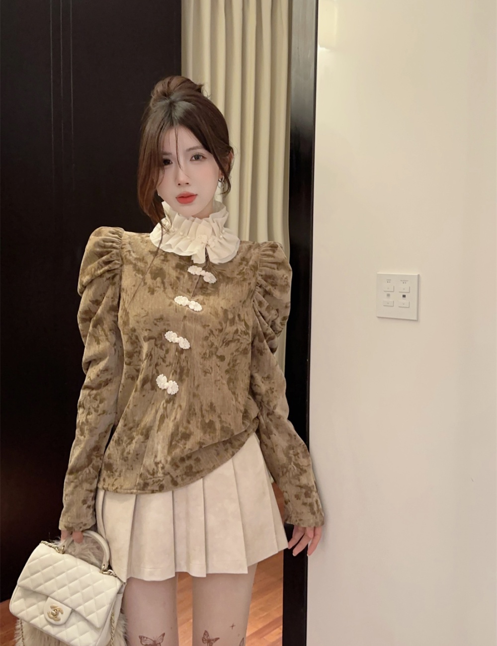 Chinese style short skirt tops 2pcs set for women