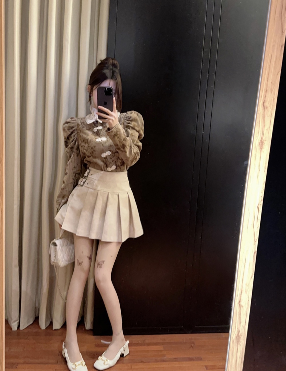 Chinese style short skirt tops 2pcs set for women