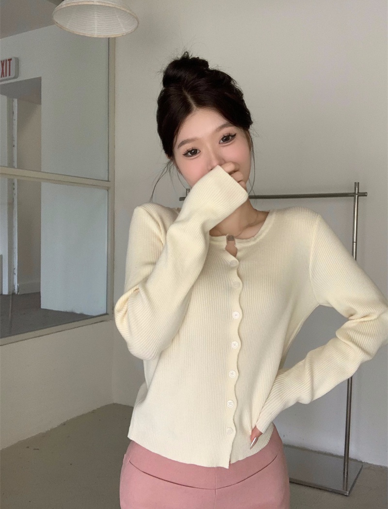 Casual short autumn and winter sweater slim pure tender tops