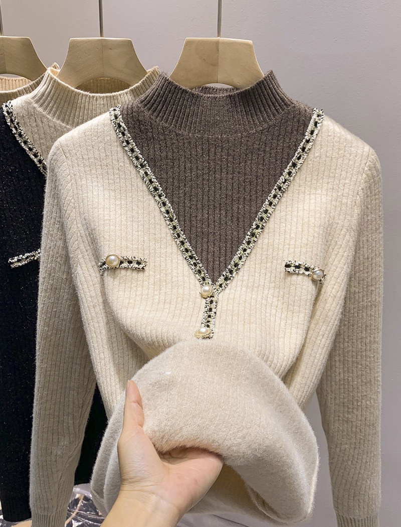 Winter sweater plus velvet bottoming shirt for women