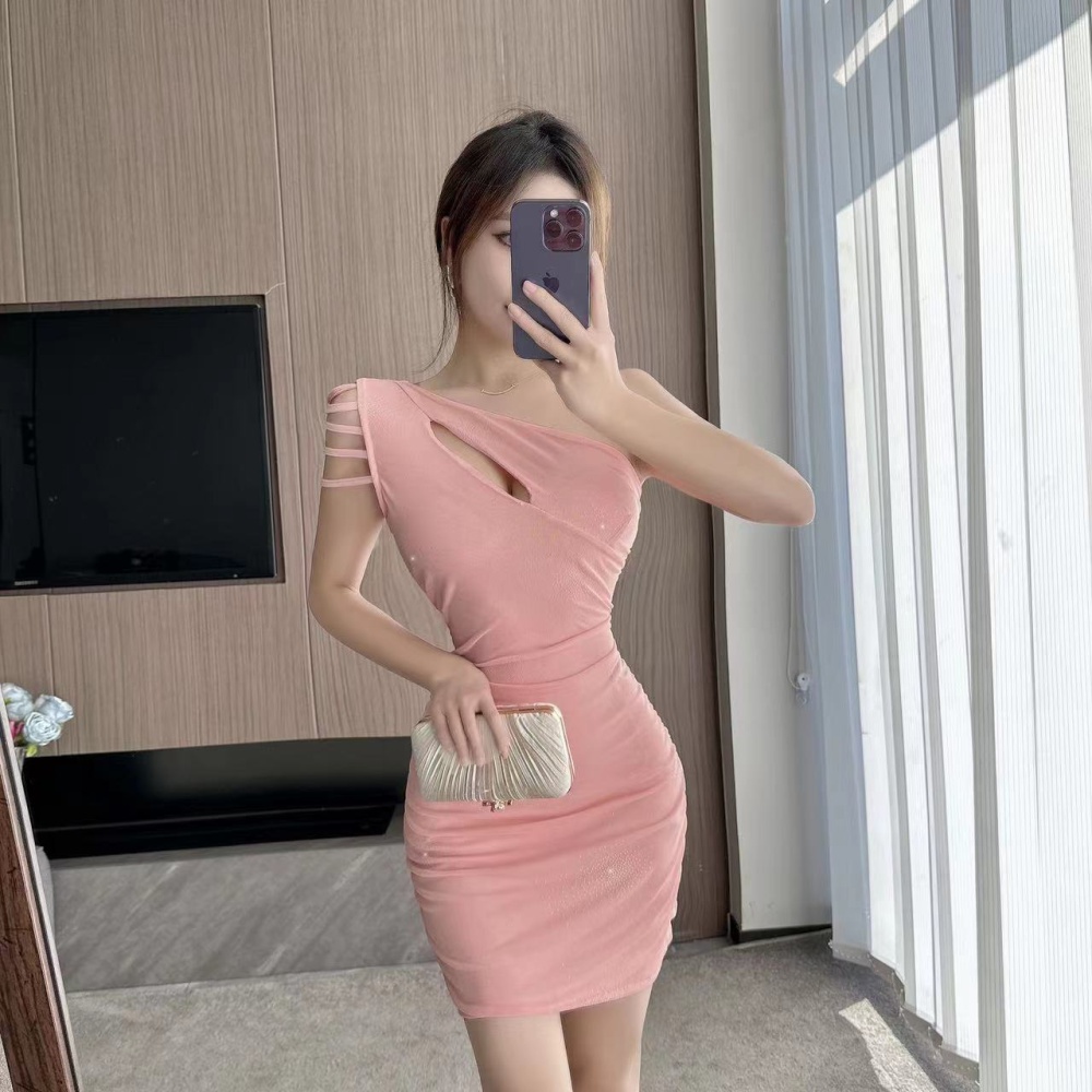 Tight short package hip shoulder strapless sexy dress