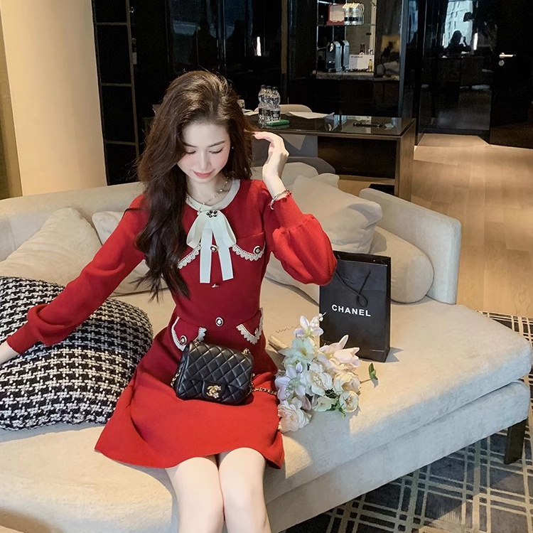 Sweet A-line knitted chanelstyle dress
