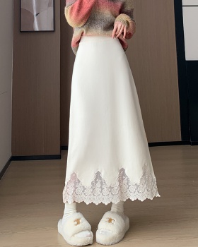 Knitted high waist long skirt lace skirt for women