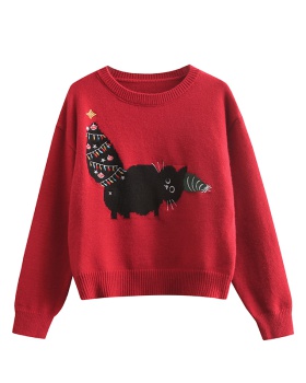 Christmas knitted pullover embroidery cartoon sweater