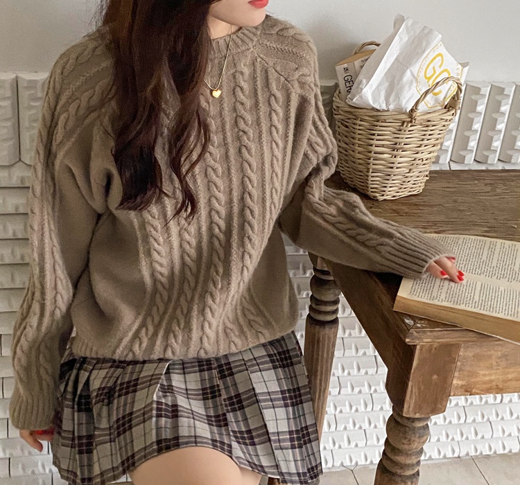 Pure twist knitted simple autumn and winter all-match sweater