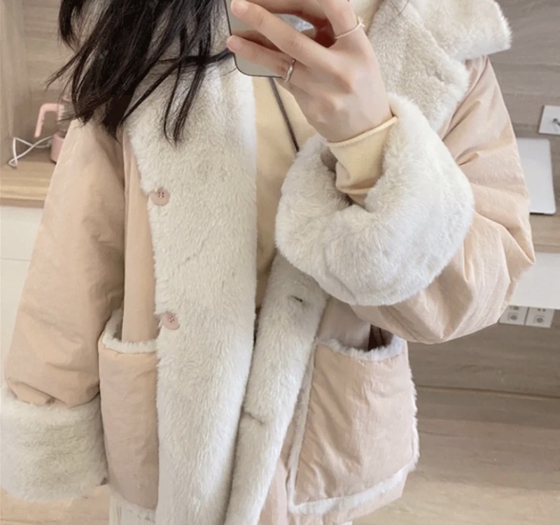 Pink thick cotton coat winter coat for women
