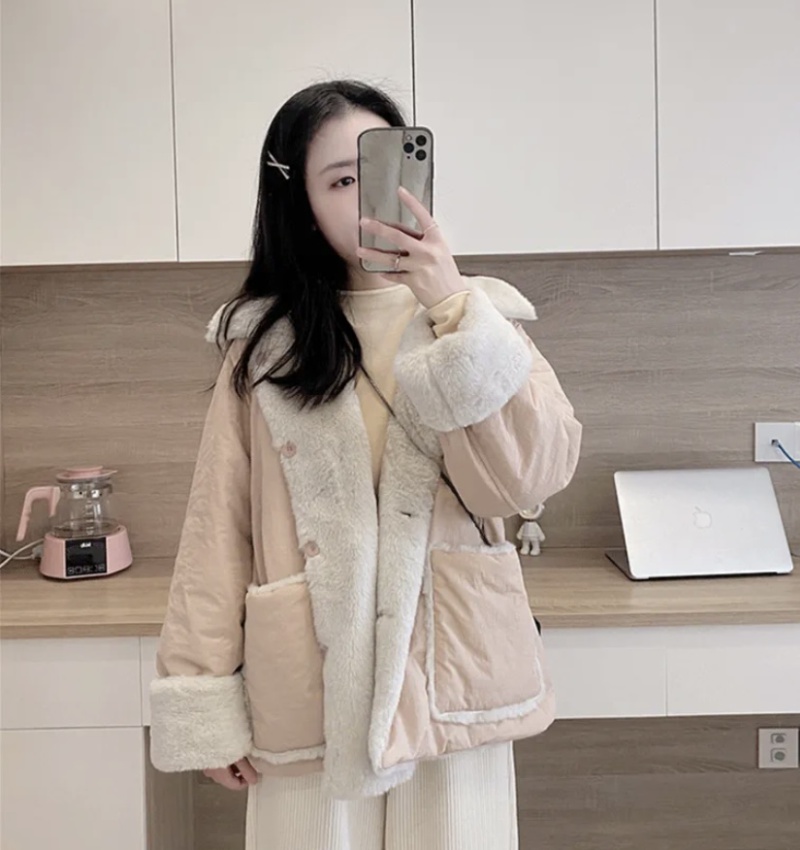 Pink thick cotton coat winter coat for women