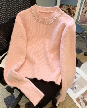Slim loose autumn and winter tops knitted pearl sweater