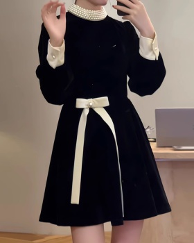 Slim France style Hepburn style short beading dress