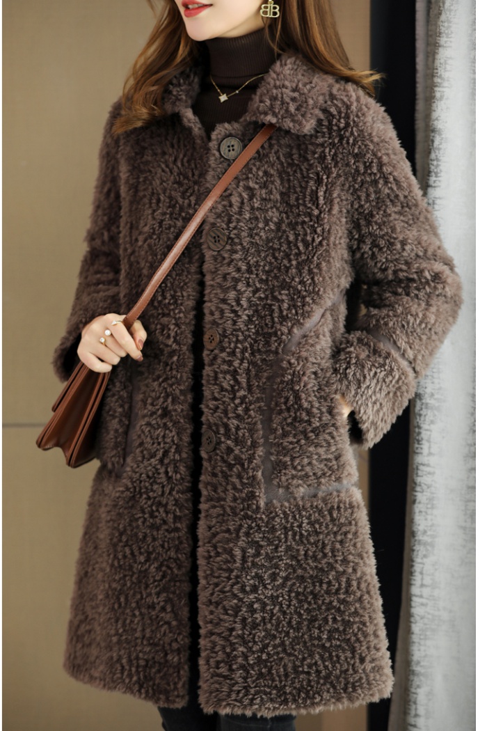 Long fashion lambs wool overcoat winter elmo coat