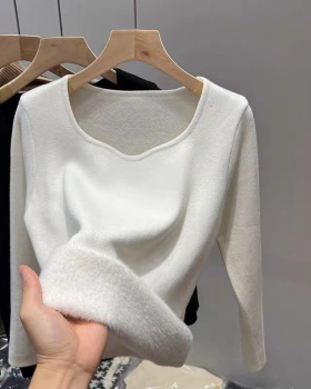 Low collar bottoming shirt thermal sweater for women