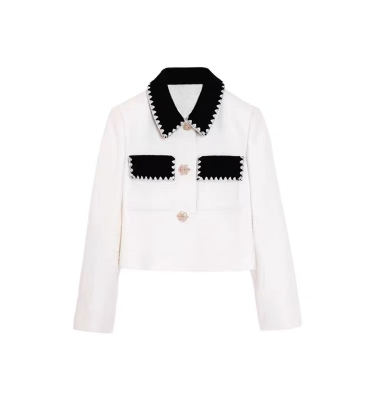 Chanelstyle temperament white coat for women