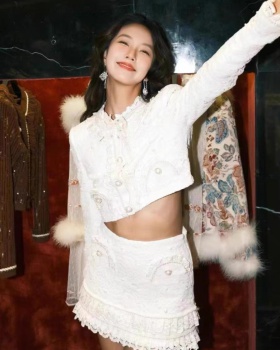 Victoria embroidery lace court style jacket a set