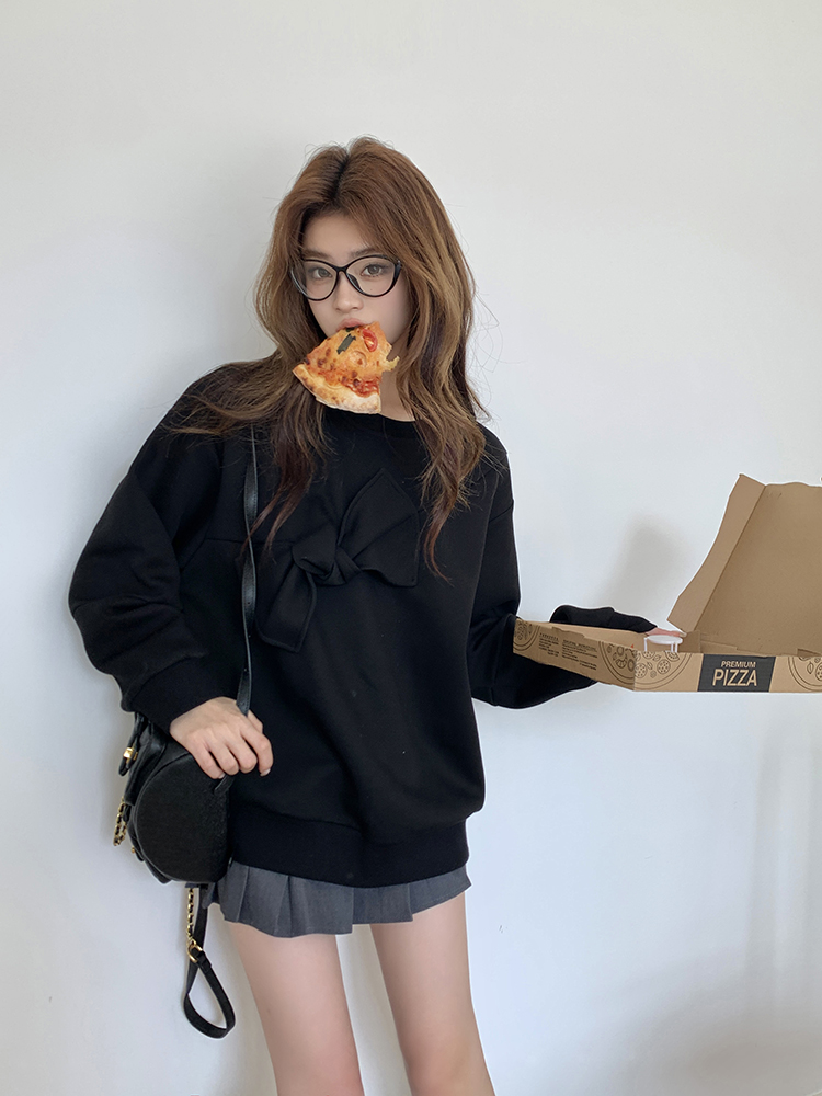 Black stereoscopic cotton autumn and winter hoodie for women