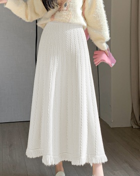 Winter twist big skirt high waist A-line tassels skirt