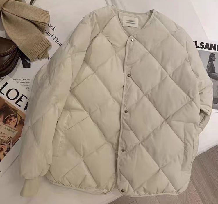 Niche student cotton coat loose rhombus jacket