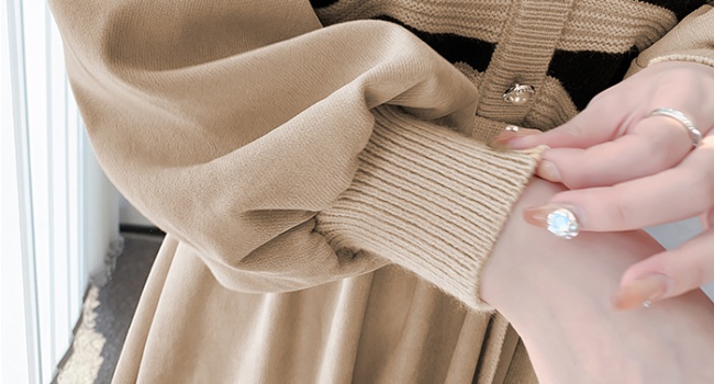 Mixed colors knitwear niche slim bottoming frenum dress