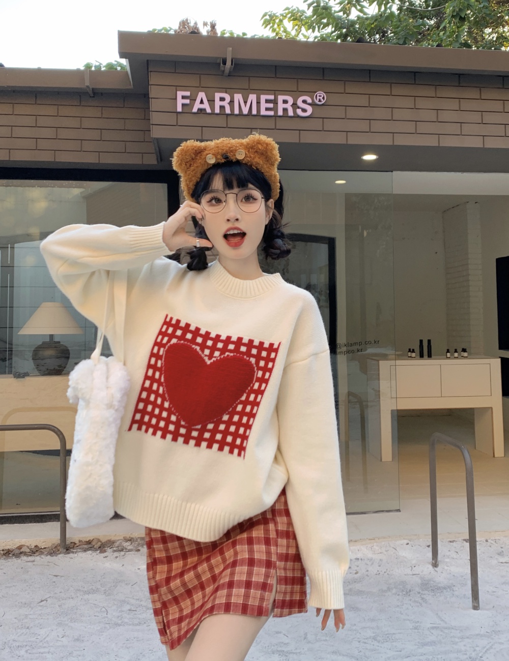 Fashion pattern winter pullover was white sweater for women